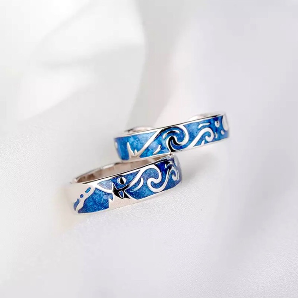 “Starry Night” Van Gogh Space Sky Duo Pair Ringset - Picture 3 of 7